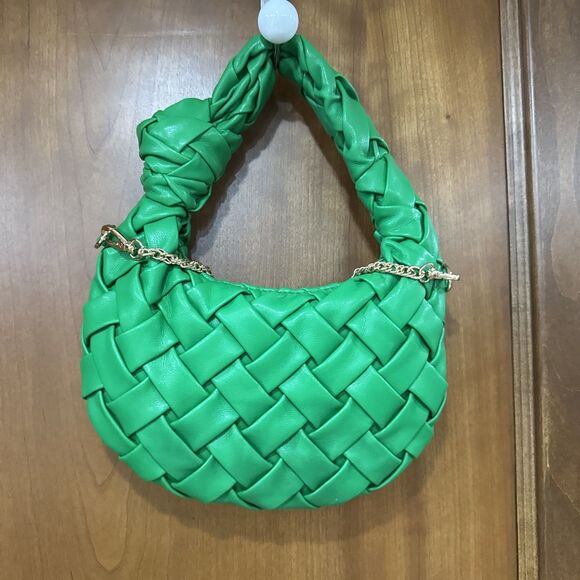 NWOT Urban Expressions Woven Vegan Leather Bag Top Knot Detail Purse Crossbody - Picture 2 of 4